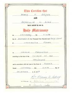 HT Beyer  Armellia L. (Strimal) King Marriage 1958