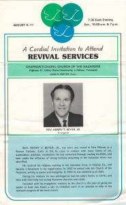 Henry T. Beyer Jr. Flyer for Revival Service