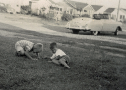 Philip Beyer - Left  Friend playing in front yard 17th Street BR La. around 1955