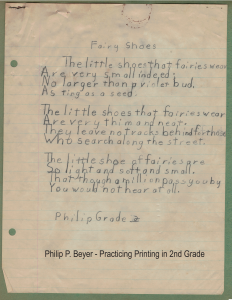 Philip Beyer 2nd Grade Poem - Practicing Printing