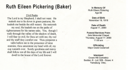 Ruth Pickering ( Baker) Funeral